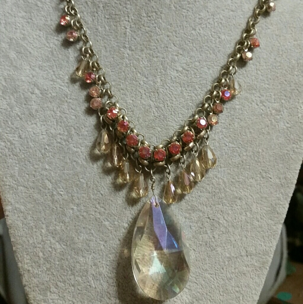 LOFT Burnished Gold, Glass Crystal Statement Neck